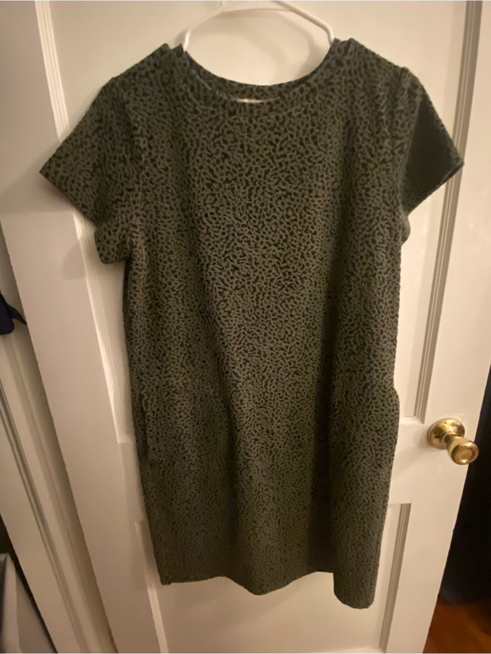 LOFT Olive Green Short Sleeve Printed Shift Dress